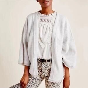 Anthropologie Maeve Lia Hacci Kimono Cardigan Waffle Knit Sweater